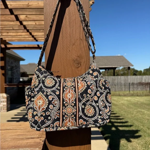 Vera Bradley Black and Tan Paisley Shoulder Bag - Picture 4 of 13